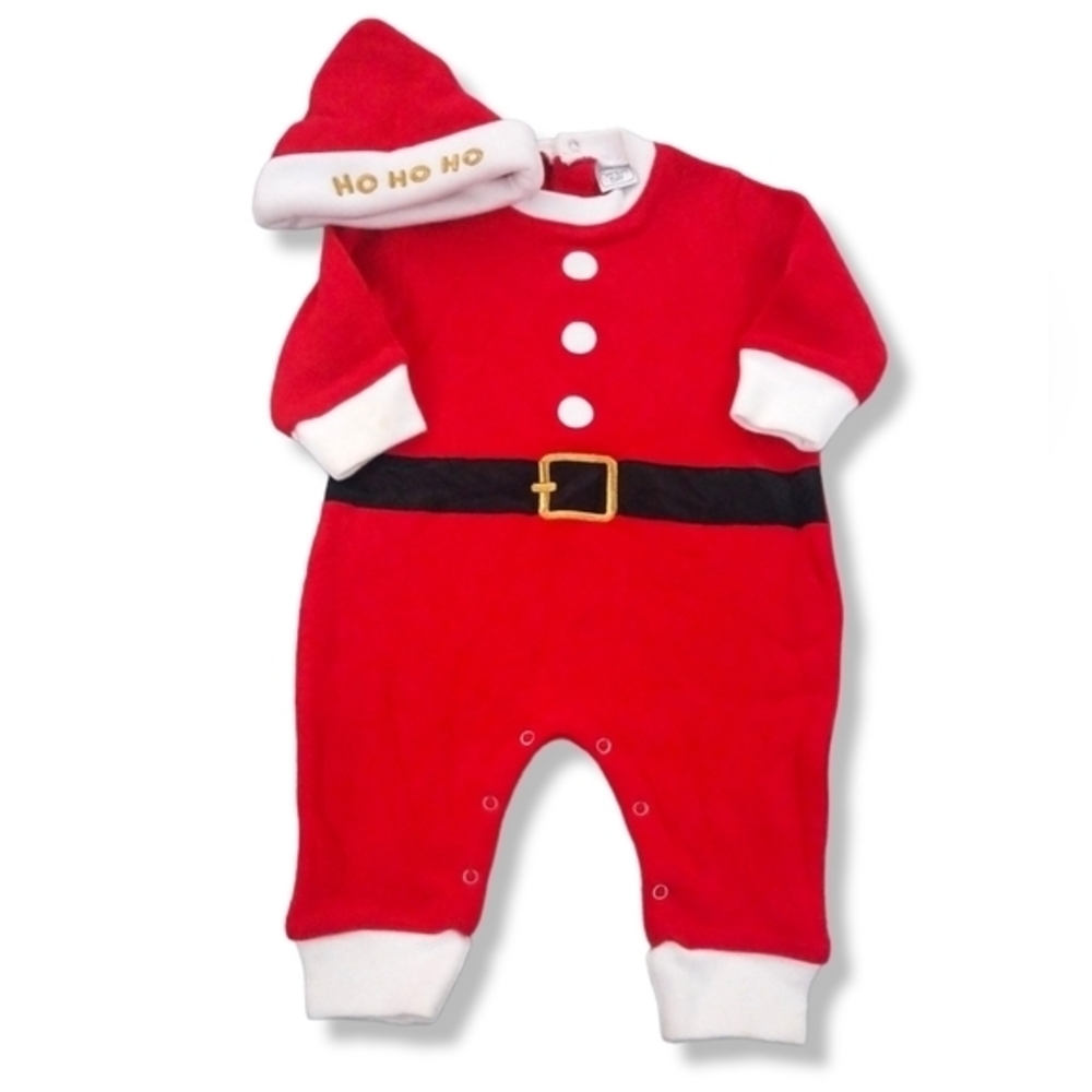 Mandal Bay Coverall Santa Suit & Hat Baby Size 6 Months Red Ribbed Knit One Pc - Picture 5 of 6